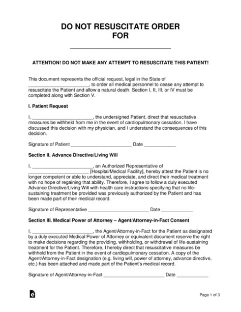 Free Do Not Resuscitate Dnr Order Forms Pdf Word Eforms