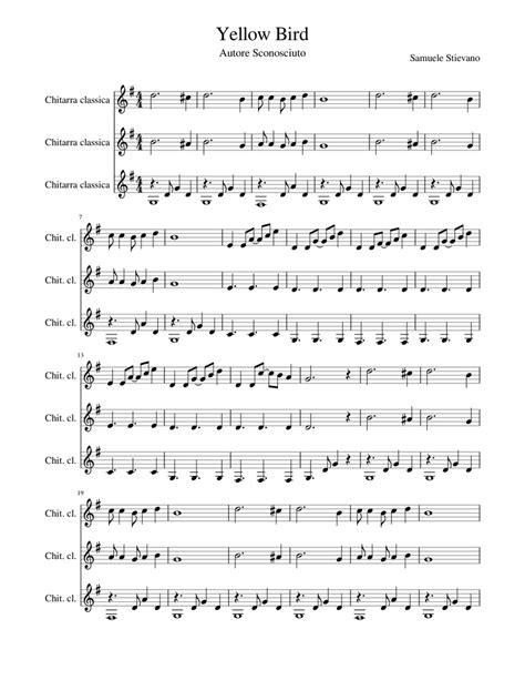 Yellow Bird Sheet Music For Guitar Mixed Trio