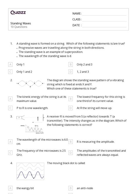 Oscillations And Mechanical Waves Worksheets For Th Year On