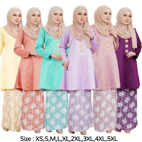 Size Xs 5xl Kurung Moden Riau Warda Bunga Plus Size Raya Bridesmaid Salmon Lilac Lavender