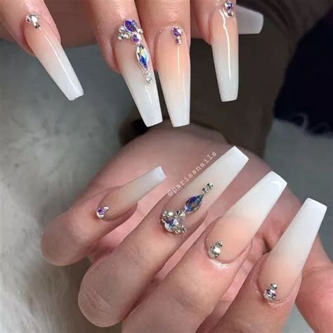 Coffin Ombre Acrylic Nails With Diamonds Goimages Talk