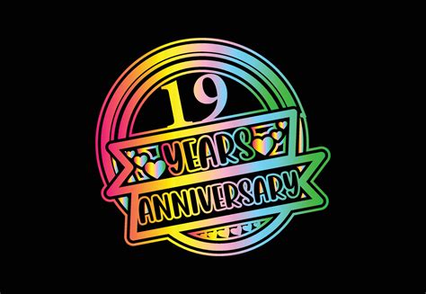 19 Years Anniversary Logo And Sticker Design 12621515 Vector Art At