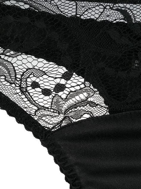 Fleur Of England Sheer Lace Thong Black Farfetch