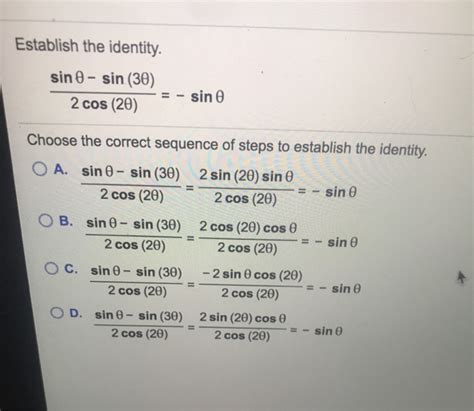 Solved Establish The Identity Sin 8 Sin 30 Sin 2 Chegg