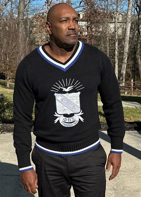 Phi Beta Sigma Black Pullover V Neck Shield Sweater Linderal Design Company