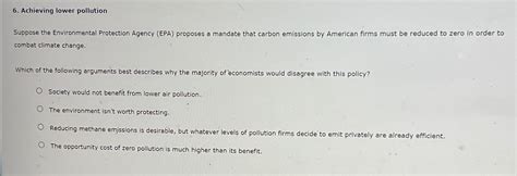 Solved Achieving Lower Pollutionsuppose The Environmental Chegg