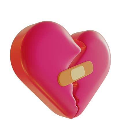 D Illustration Of A Red Broken Heart Icon For Valentine S Day Png