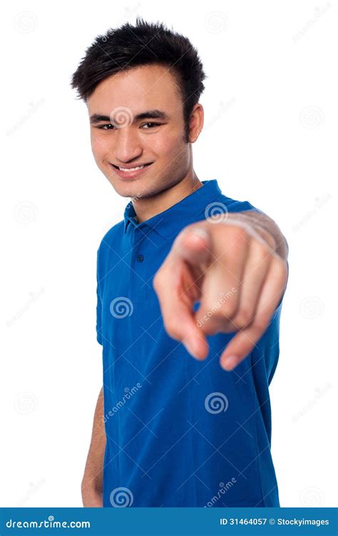 Young Man Pointing Finger At You Stock Image Image Of Lifestyle