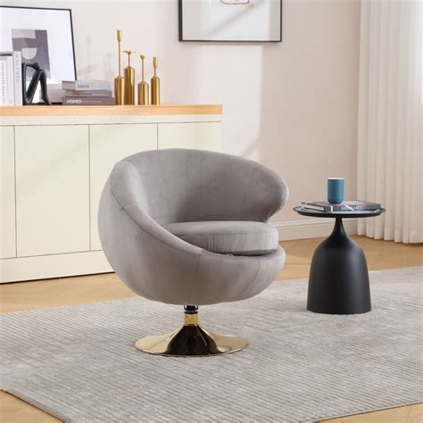 Swivel Barrel Chair Velvet Round Cuddle Accent Chair With Padded