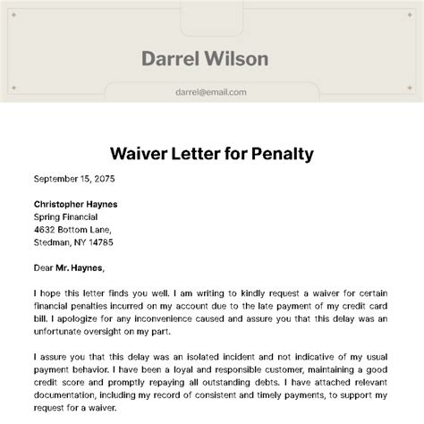 Free Waiver Letter Templates And Examples Edit Online And Download