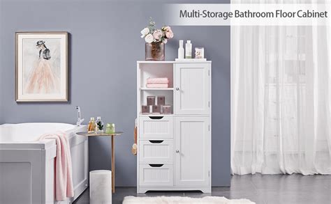 Yaheetech Bathroom Floor Cabinet With 3 Drawers And Door Cabinets