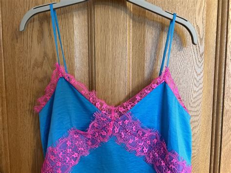 River Island Lace Trim Camisole Top Turquoise Pink Uk 10 Ebay