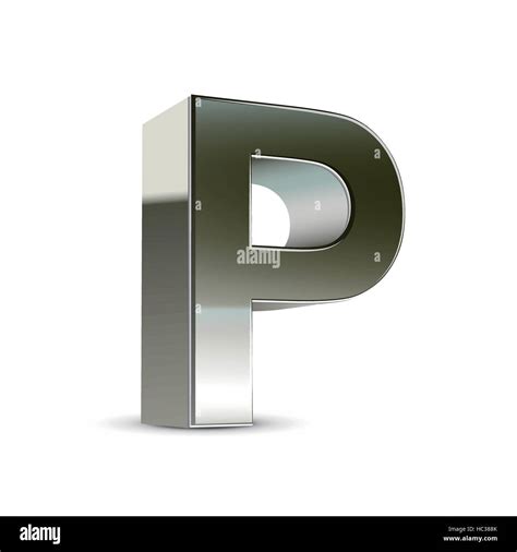 3d Silver Steel Letter P Isolated White Background Stock Vector Image