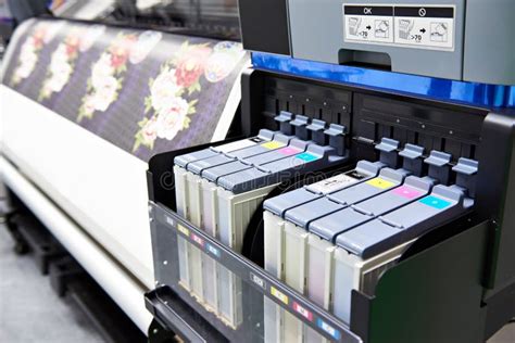 Color Ink Cartridge in Inkjet Plotter Stock Photo - Image of printout, printer: 119978590