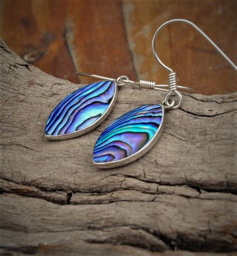 New Zealand Ataahua Paua Shell Sterling Silver Earrings Etsy Hook