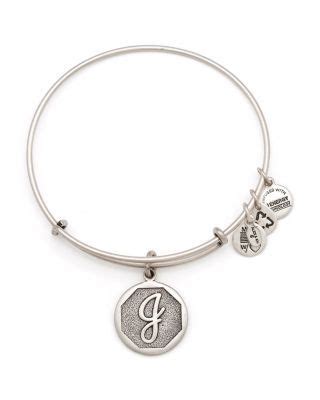 Alex And Ani Initial Adjustable Wire Bangle In J Rafaelian Silver