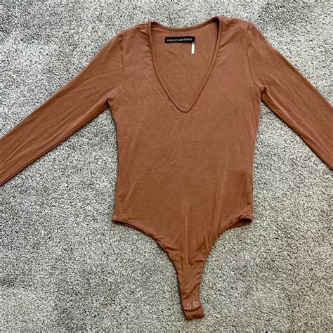 Naked Wardrobe Tops Nwot Naked Wardrobe Camel Brown V Neck Bodysuit