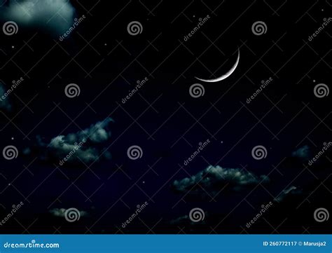 The Moon In The Night Sky Stock Illustration Illustration Of Satellite 260772117