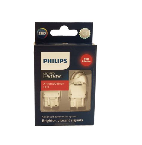 żarówki PHILIPS W21/5W czerwone LED X-tremeUltinon - 11648339859 ...