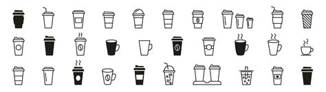 Coffee cup icon set. Linear and silhouette style. Vector illustration. 26768162 Vector Art at ...