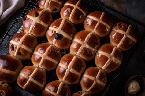 A Traditional Hot Cross Bun Easter Time Sweet Treat Stock Illustration Illustration Of Bread