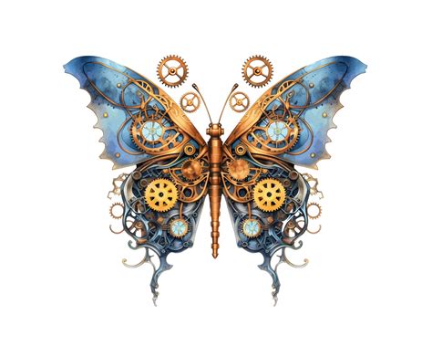 Watercolor Steampunk Butterfly Clipart Bundle 12 Colorful Png Images