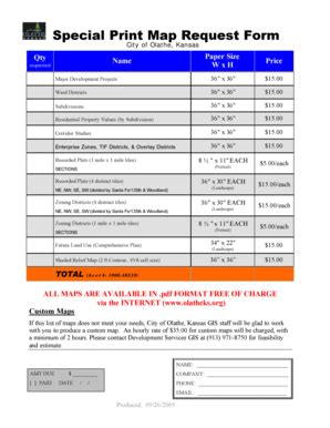 Fillable Online Olatheks Special Print Map Request Form City Of