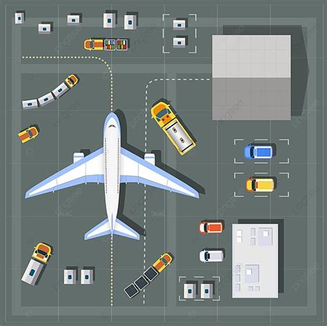 Overhead Point Of View Airport Aerodrome Journey Building Vector