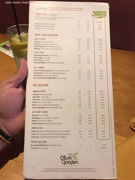 Olive Garden Drink Menu Prices