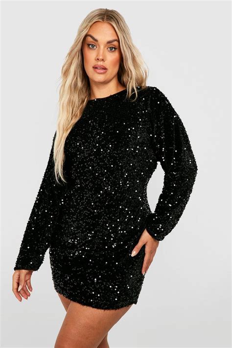 Womens Plus Sequin Batwing Shift Dress Boohoo Uk