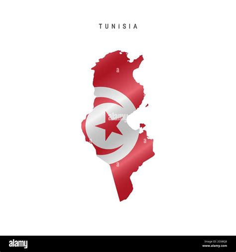 Detailed Waving Flag Map Of Tunisia Vector Map With Masked Flag Stock