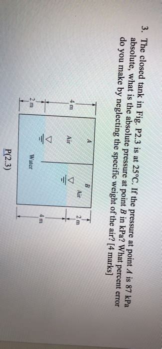 Solved 3 The Closed Tank In Fig P2 3 Is At 25C If The Chegg