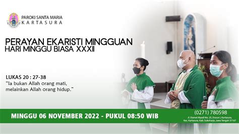 Perayaan Ekaristi Mingguan Minggu November Paroki Santa