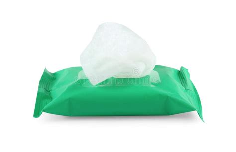 Wet Wipes Flow Pack Isolated On White Stock Image Image Of Napkin