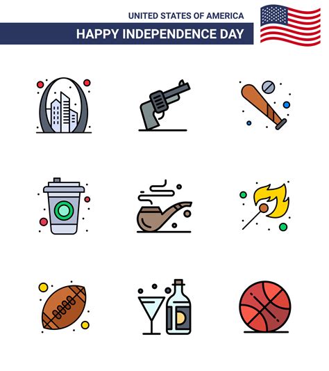 Pack Of 9 Creative USA Independence Day Related Flat Filled Lines Of