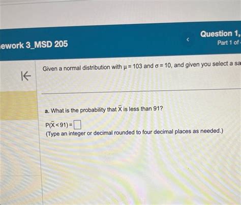 Solved Given A Normal Distribution With And And Chegg