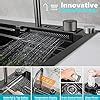 Mwidciew Smart Kitchen Sink Gunmetal Gray Stainless Steel Waterfall