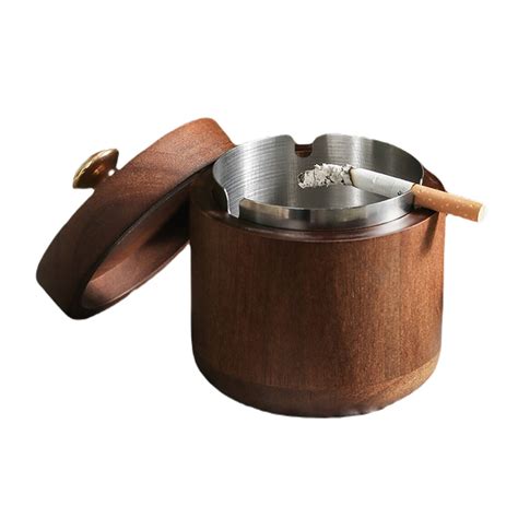 Outdoor Ashtray With Lid Wooden Rustic Etsy