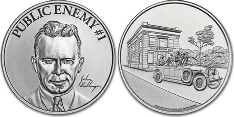 Usa Public Enemy John Dillinger Oz Silber Silver Round High