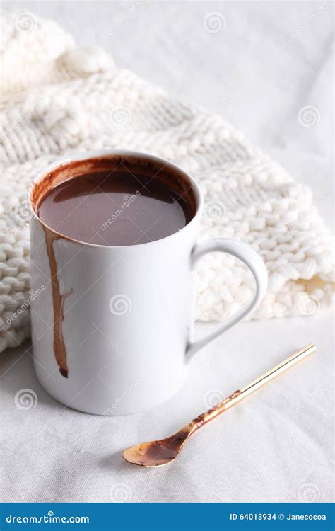Hot Chocolate Drink In White Mug Stock Photo Image Of Dessert Liquid 64013934