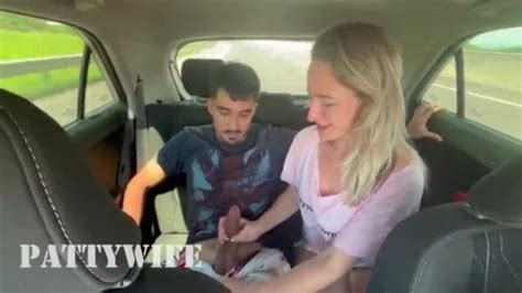 Blonde Jerking Her Stepson S Cock While Husband Drives