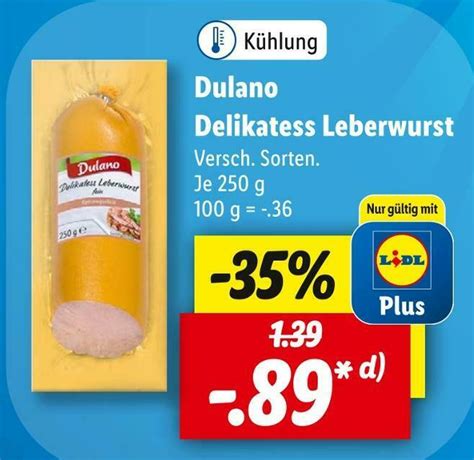 Dulano Delikatess Leberwurst Angebot Bei Lidl