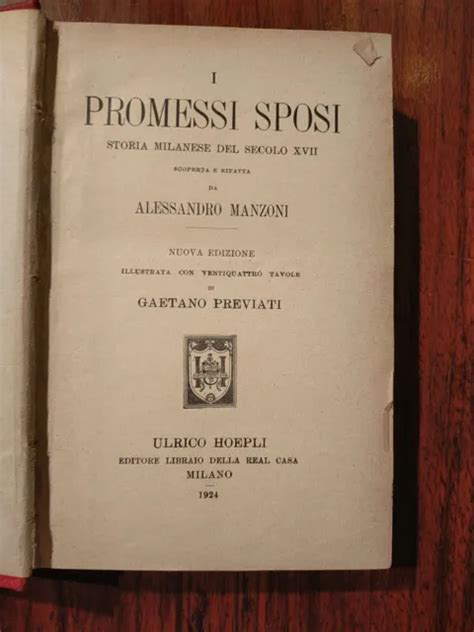 I Promessi Sposi Alessandro Manzoni Tavole Hoepli Eur