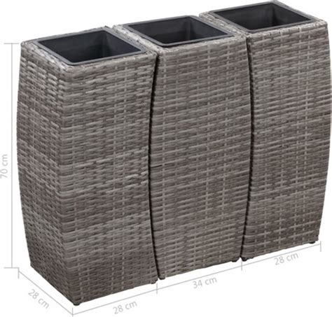 Vidaxl Plantenbakken Verhoogd St Poly Rattan Grijs Bol