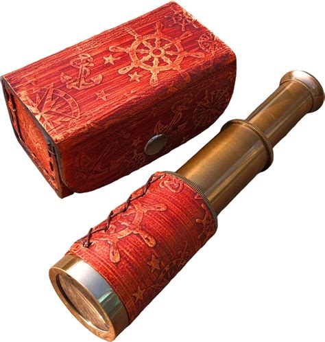 Amazon Handheld Brass Telescope With Wooden Box Pirate