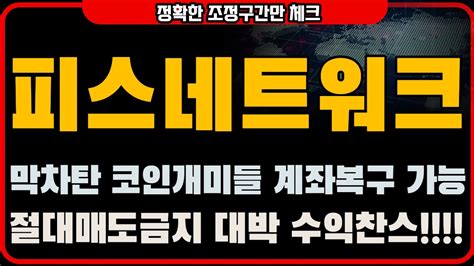 피스네트워크 분석 막차탄 코인개미들 계좌복구 가능 절대매도금지 대박 수익찬스 Youtube