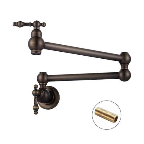 Iviga Wall Mounted Pot Filler With Double Handle In Antique Bronze Vg412037fb The Home Depot