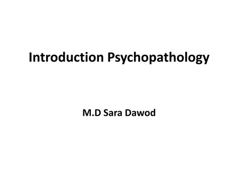 Introduction Psychopathology Ppt