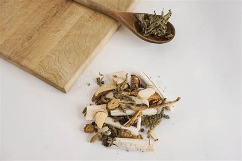 Various Dried Organic Herbs For Making Holistic Tea Stock Image Image