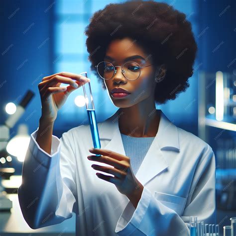 Premium Photo Scientist Woman With Glasses And White Lab Coat Examining The Test Tubes In